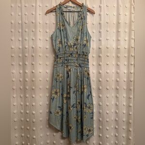 Current Air | Anthropologie Sleeveless Smocked Waist V-Neck Floral Spring Dress